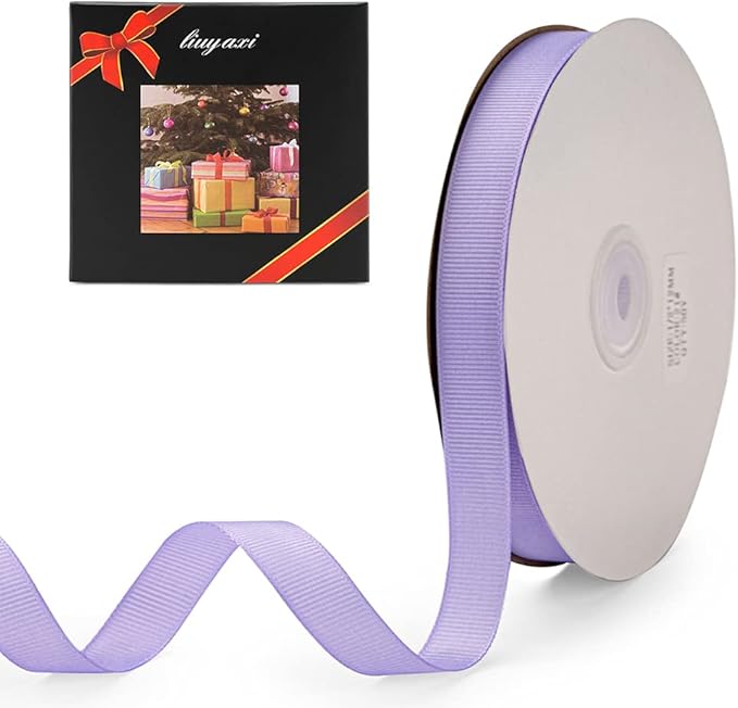 LIUYAXI 5/8" X 50 Yards Solid Lavender Grosgrain Ribbon, Perfect for Crafts, Wedding Decor, DIY Hair Accessories, Sewing, Gift Package Wrapping and More