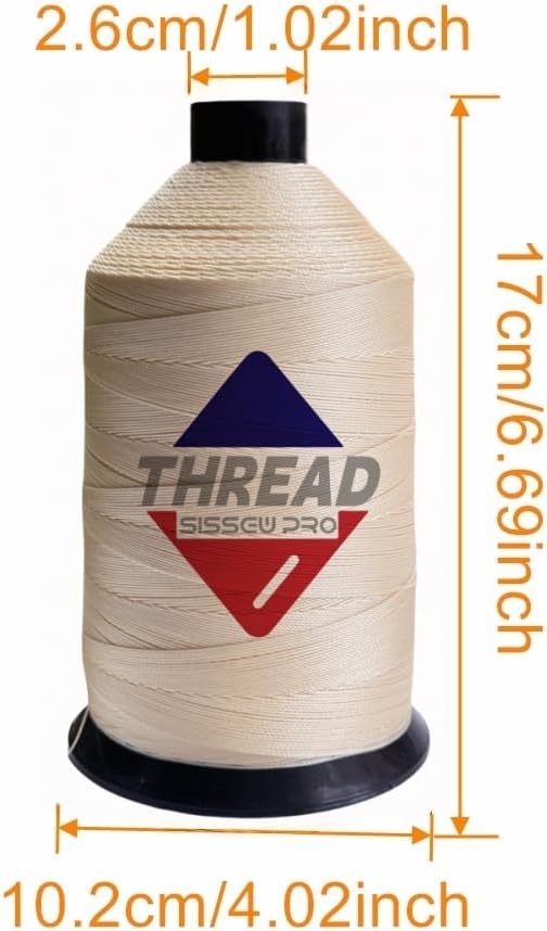 Sissewpro 16oz 207 Bonded Nylon Thread for Sewing Machine Leather Stitching Repair, T210 Thick Nylon Beige Sewing Thread for Upholstery Heavy Duty, Saddles,Furniture, Awnings, #207 Tex210 2000yds