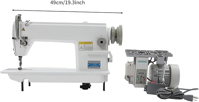 Industrial Straight Stitch Sewing Machine, 500W Adjustable Speed and Stitchs Distance Sew Machine with Reverse Sewing Function,Upholstery Sewing Machine with Motor,Stitch Length Adjustable to 0.2in