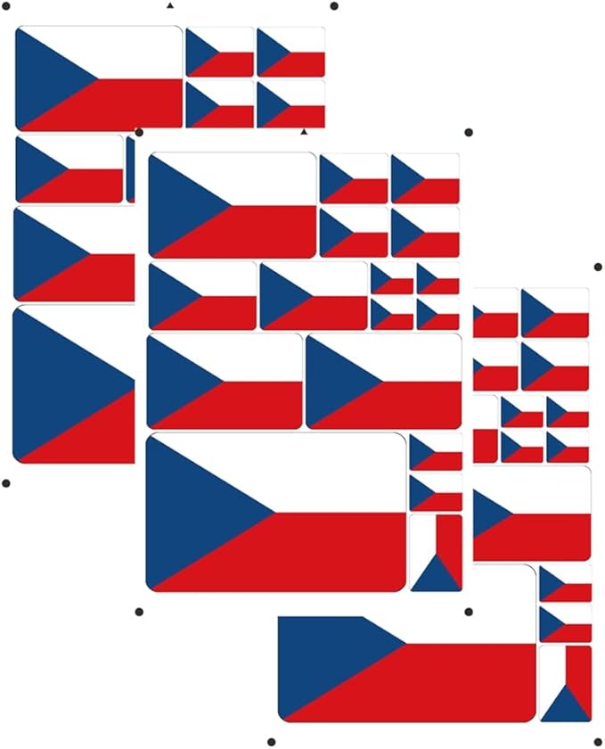 vmcoatdu Czech Czekh Chech Flag Laser Printing Sticker 3 Pcs Decal in Multiple Sizes Stickers (White Czech Republic)