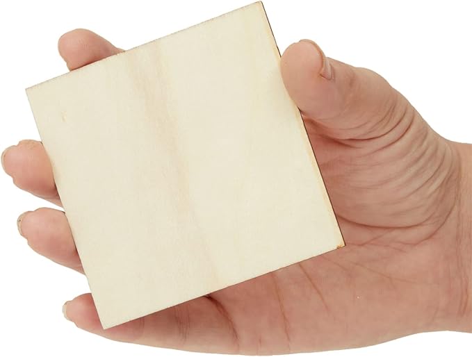 Juvale Unfinished Wood Squares Craft Supplies for Adults - 3 x 3 in, 60-Pack - Poplar Plywood Blanks for Painting & Engraving - Square Wood Pieces for Crafts