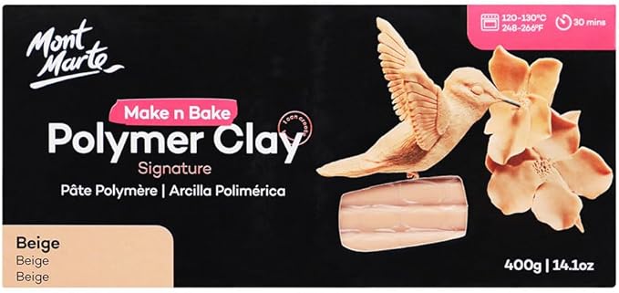 Mont Marte Make n Bake Polymer Clay 400gm Block - Beige