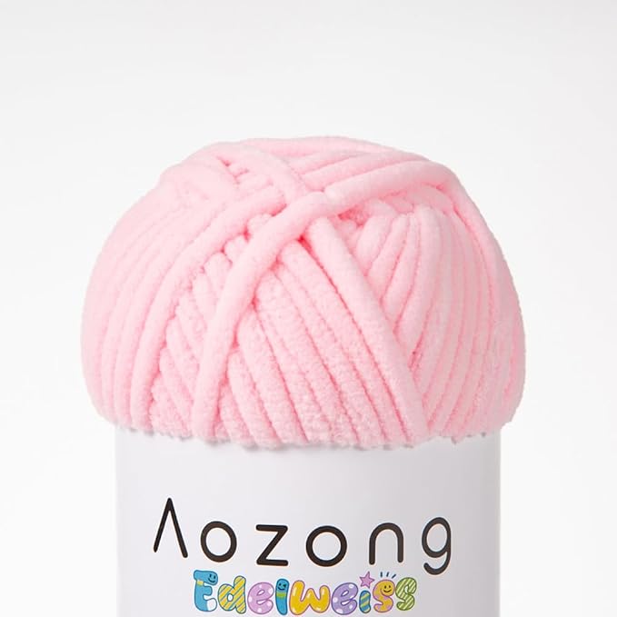 Super Soft and No Shedding Chunky Chenille Yarn for Crocheting and Knitting -Easy to Crochet with-Super Bulky #6, 3Pack of 3.5oz/82yds -Chunky Plush Yarn for Hand Craft Blanket Amigurumi Pink Color