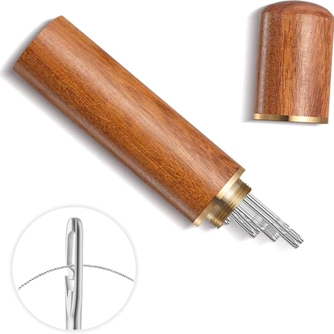 Self Threading Sewing Needles, Embroidery Needles for Hand Sewing, Easy Side Threading high-Level Multi-Size, for DIY, Sewing and Mending, Embroidery, with Wood Case (30)