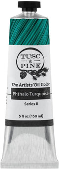 Tusc & Pine Artist Oil Paint - Phthalo Turquoise, 150 ml, Non-Yellowing, Rich & Creamy Consistency, Maximum Pigment Load, Small Batch Milled Oil Paints Made in the USA for Professional Artists