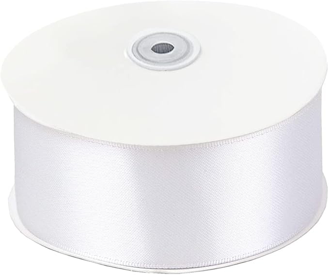 LIUYAXI White Double Faced Satin Ribbon, 2" X Continuous 25 Yards, Ribbons Perfect for Gift Wrapping Wedding Bouquet Decor DIY Craft Bow Making & Other Projects