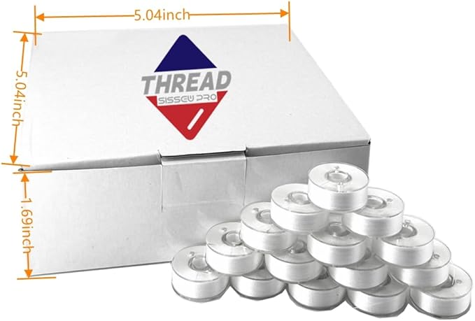 Prewound Bobbin L Size, 70D/2(60WT SA155 Size 9.4) Embroidery Sewing Machine Bobbins Thread Type L for Brother, Babylock, Singer, Husqvarna Viking, Pfaff Embroidery Machines