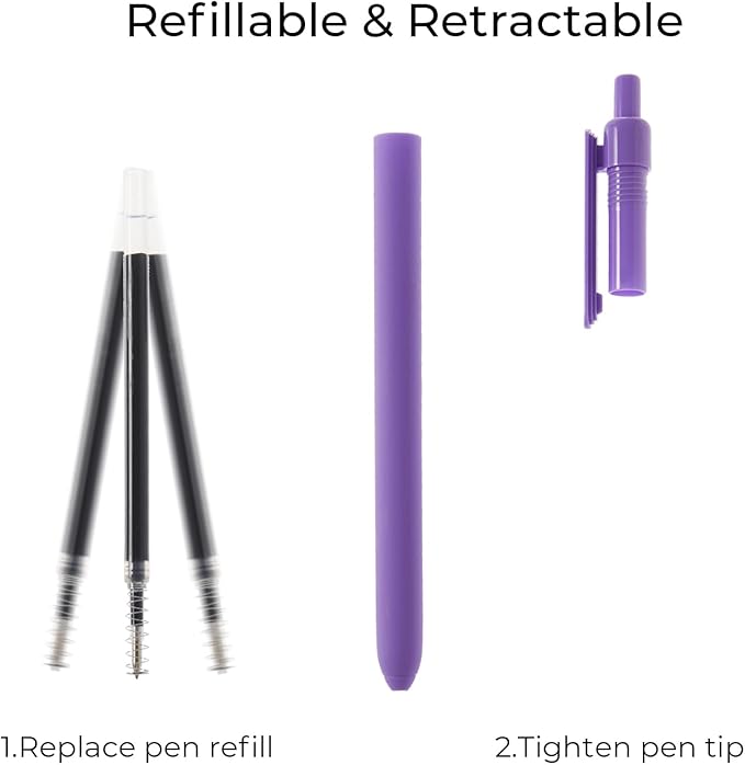 Y YOMA 4 Pcs Fine Point 0.5mm Gel Pen Black Ink Retractable Ballpoint Pen Smooth Writing Quick Dry Gel Pens Cute Aesthetic Pen Pastel Refillable Pen for School Home Office Supplies, Dusty Purple