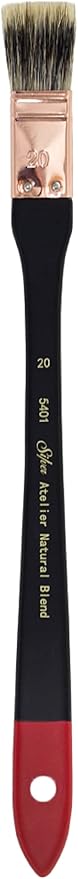 Silver Brush Limited 5401-20 Silver Atelier Flat Mottler Paintbrush for Oil, Acrylic, Watercolor, Gesso and Grounds, Varnish and Top Coat, Size 20, Xtra Long Handle