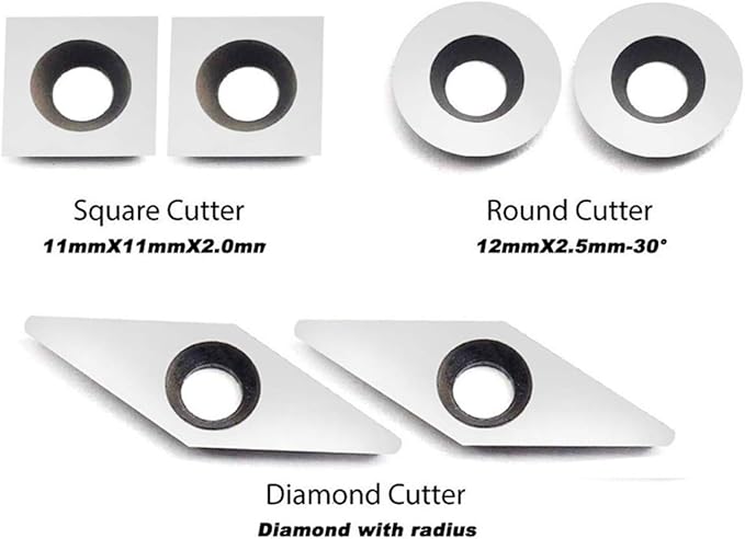 Carbide Woodturning Tool Mini Size (3 Piece Set) Includes Diamond, Round and Square Turning Tools With Comfort Grip Handles Perfect For Small to Mid-Size Projects