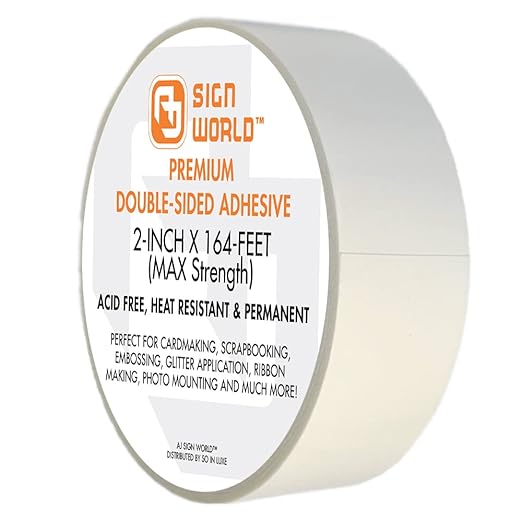 Best 2" MAX Strength Thin Permanent Double-Sided Tape for Arts, Crafts, Photography, Scrapbooking, Tear-by-Hand, Paper Backing (2-Inch by 164-Feet/55 Yards)…