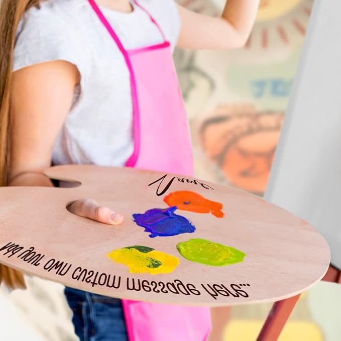 Personalized Wooden Paint Palette Art Pallet for Painting Artist Wood Palettes for Acrylic Oil or Watercolor Painting Custom Message and Name Pallet Birthday Gifts for Artists Painter