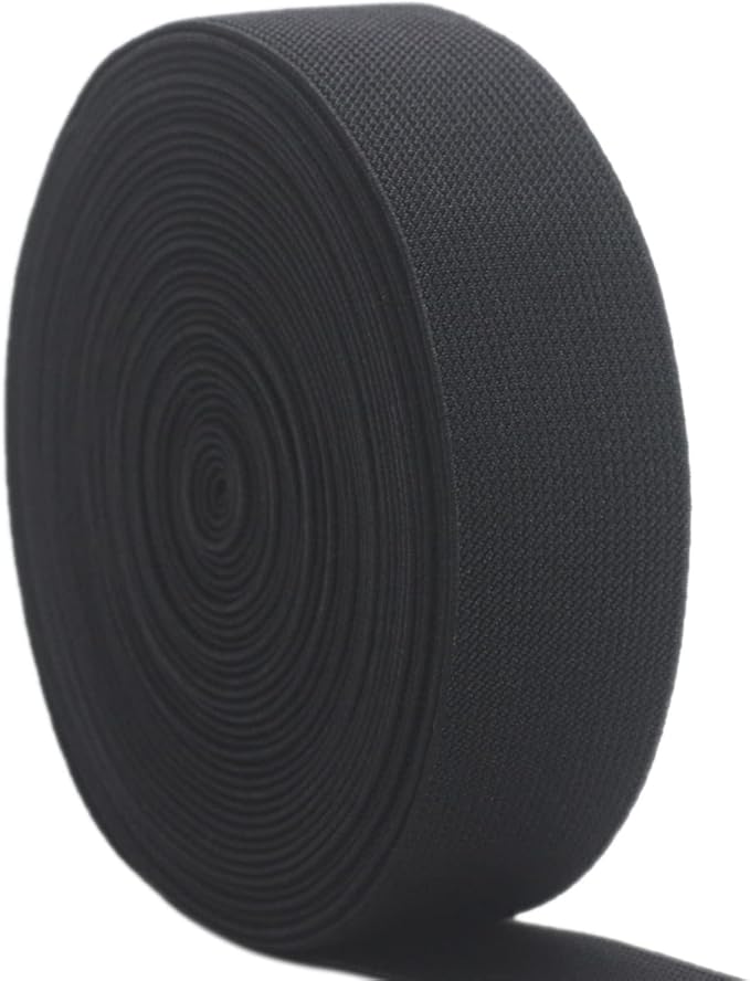 Black Knit Elastic Band 1-1/2 inch 10 Yards 38mm Double-side Twill Woven Elastic Heavy Stretch Straps Elastic Spool Band for Sewing Clothing Pants Waistband Wigs Skirts Craft DIY Projects