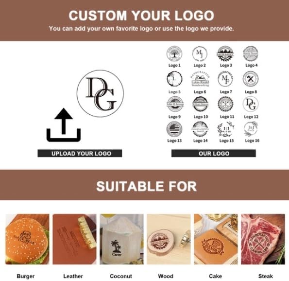 Custom Electric Branding Iron for Wood Leather Food, Personalized Metal Burger Stamp for Plastic, Wood Burning Monogram Stamp, Durable Wood Burning Tool with Letter Stamps for BBQ Wedding Gifts