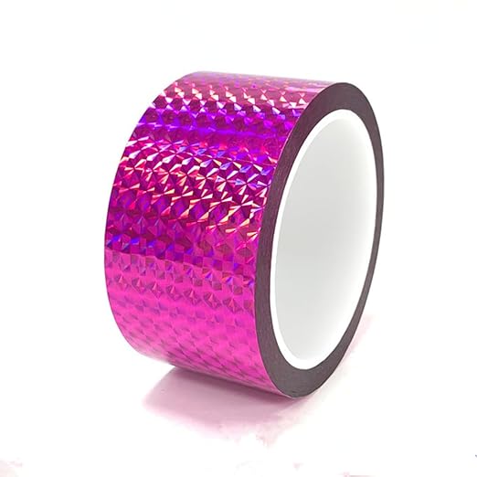 Self-Adhesive Holographic Reflective Tape Prism Tape Holographic Reflective Tape for Keep Birds Away, Craft Projects, DIY Art, Home, Daily Use (Pink, 2 Inch x 55 Yard)