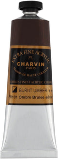 Charvin Extra Fine Professional Acrylic Paint - Burnt Umber, 60ml Tube, Triple-Milled, Lightfast Pigments, Open Stock Artist Acrylic Paints in Nature-Inspired Hues