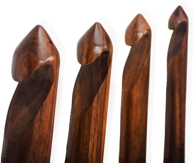 Wooden Crochet Hook | Knitting Needle with Ergonomic Soft Grip Handles | Handcrafted Crochet Hook Set | Indian Rosewood Crochet Hook with Engraved Size (25 mm)