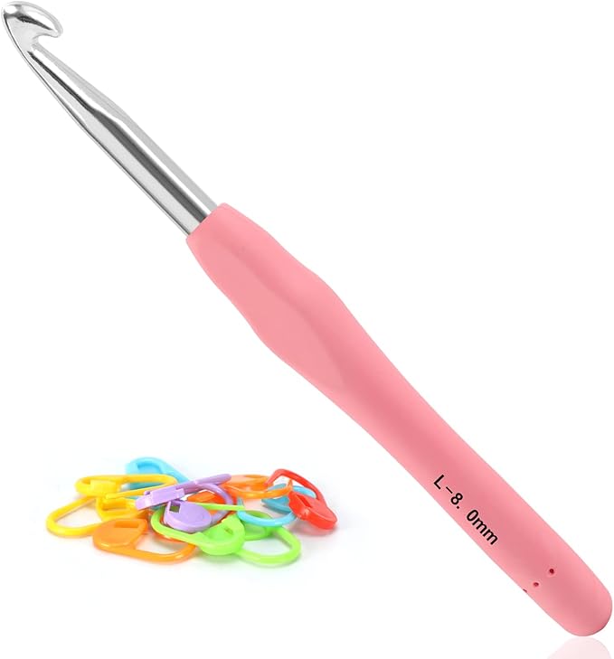 Vodiye Professional Extra Long 8mm Crochet Hooks Set, Ergonomic Handle, for Beginners & Experienced Lovers