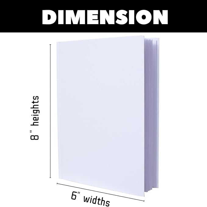 24 Pack Hardcover Blank Book,6x8 Inch Unlined Sketchbook Journal - 18 Sheets/36 Pages Each, Bulk Pack of White Hardcover Blank Books for Writing, Drawing Make Your Own Book, Multi-Purpose for Students & Adults