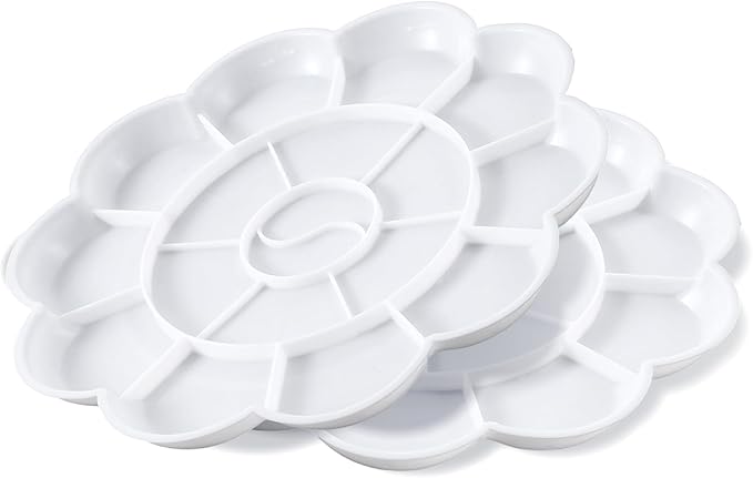 2pcs Watercolor Palette Plastic 18-Well Paint Tray Palette Flower White Painting Tray for Watercolor Create DIY Craft Professional Art Painting Acrylic Paintings Gouache
