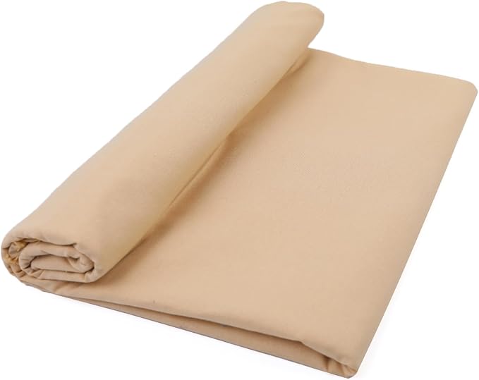 Beige Cotton Fabric for Sewing 59 Inch Wide Natural 100% Cotton Poplin Fabric by The Yard Soft Embroidery Cotton Material Apparel Cloth (Beige, 2 Yard)