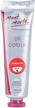 Mont Marte Oil Paint Premium, 3.4 US fl.oz (100ml) Tube, Vermilion, Heavy Body Paint, Artist Quality, Good Coverage, Excellent Tinting Strength, Ideal for Painting Canvas