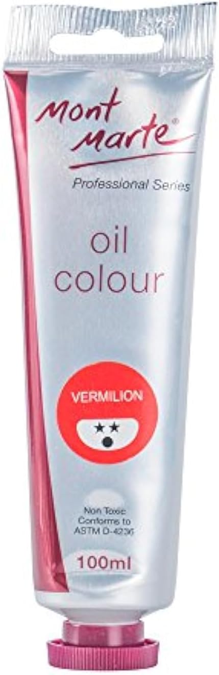 Mont Marte Oil Paint Premium, 3.4 US fl.oz (100ml) Tube, Vermilion, Heavy Body Paint, Artist Quality, Good Coverage, Excellent Tinting Strength, Ideal for Painting Canvas