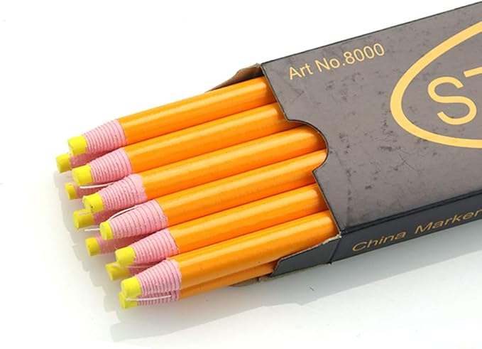 12 Pieces Sewing Mark Pencil Tailor's Marking and Tracing Tools Free Cutting Crayons Sewing Fabric Pencil (Yellow)