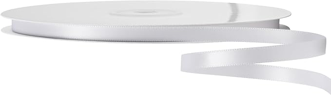 LIUYAXI White Double Faced Satin Ribbon, 1/4" X Continuous 50 Yards, Thin Ribbons Perfect for Gift Wrapping Wedding Invitation Card Tag Floral Arrangement Craft