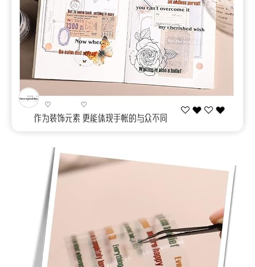 Alideco 6pcs Decorative Adhesive Tapes Vintage Alphabet PET Tape Great for Bullet Journal Supplies, Arts, Scrapbook, DIY Crafts, Planners (tushuguan)
