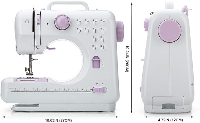 Mini Sewing Machine by Kalatic (Including Extension Table and Sewing Supplies Set) - Small Electric Overlock Sewing Machines with 2 Speed 12 Built-in Stitch Patterns KT-005-A30