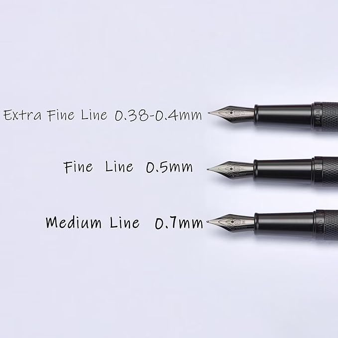 Black Forest Fountain Pen Fine Nib, Ink Cartridge Not Included, Classic Design with Converter and Metal Pen Case Set