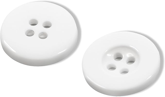 100 Pack 3/4" White Sewing Buttons 0.75 inch 30L Round Polished 4 Hole Buttons Glossy Plastic Uniform Button for Sewing Work Uniforms School Outfits Aprons Pants Jackets Accessories Bags DIY Crafts