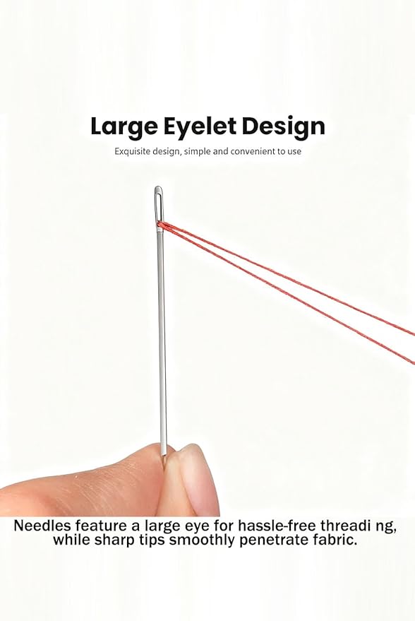 Sewing Kit, 34/ 36PCS Big Eye Steel Needles Set with Large-Eye Needles, Multiple Thread Colors, Long and Thin Handmade Quilting and Sewing Needles Kit with Repair, and Craft (34PCS)