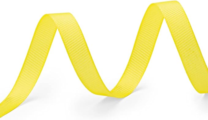 LIUYAXI 3/8" X 50 Yards Solid Yellow Grosgrain Ribbon, Perfect for Crafts, Wedding Decor, DIY Hair Accessories, Sewing, Gift Package Wrapping and More
