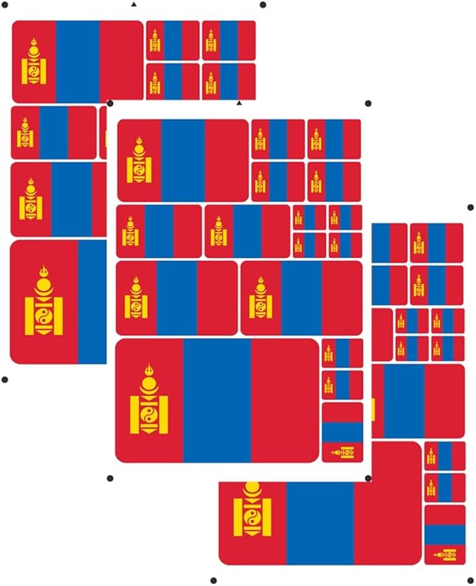 vmcoatdu Mongolia Flag Laser Printing Sticker 3 Pcs Decal in Multiple Sizes Stickers (Blue Mongolia)