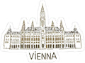Vienna Austria City Hall Travel Souvenir Tourists Sticker. Hand Drawn Art Collectible Gift. Vacation Keepsake Decor Vinyl Decal