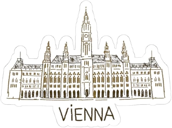 Vienna Austria City Hall Travel Souvenir Tourists Sticker. Hand Drawn Art Collectible Gift. Vacation Keepsake Decor Vinyl Decal