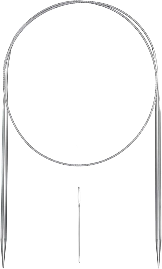 Aolfior Stainless Steel Circular Knitting Needles Size 7 16 Inch 4.5 mm Set Round Metal (Silver, 16 inch-7-(4.5mm)) Suitable for Beginners and Experienced Knitters Alike.