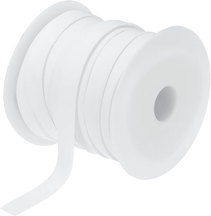 MECCANIXITY 1/2 Inch Double Fold Bias Tape Polyester Continuous Bulk Bias Tape for Sewing,Seaming Quilting Hemming Binding Crafts (White 25 Yards)