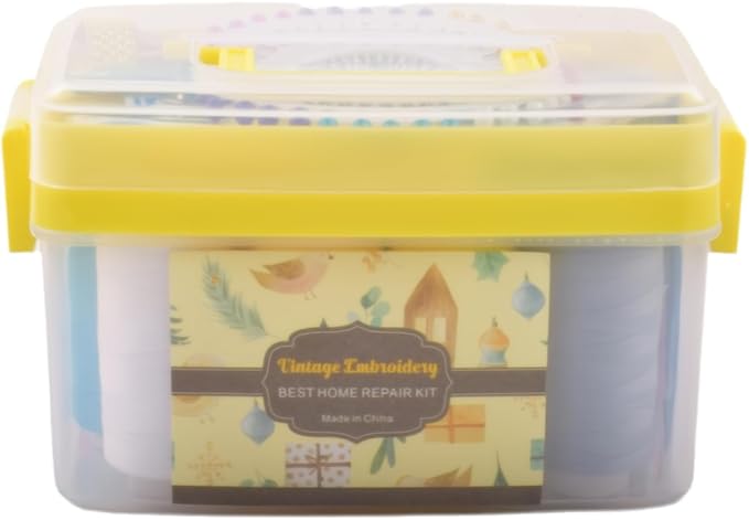 Sewing Kit for Adults & Beginners - Portable Travel Hand Sewing Supplies with Case, Thread, Needles, Scissors - Complete Basic Starter Set (Yellow)