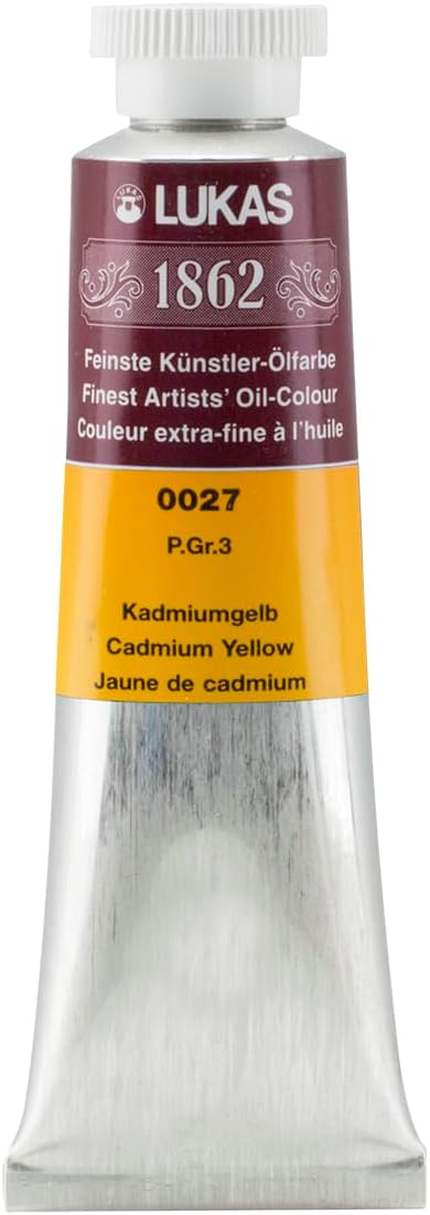 Lukas 1862 Professional German Oil Paint, Cadmium Yellow 37 mL - w/Beeswax & Non-Yellowing Sunflower Oil, Short Drying Time, Smooth, Outstanding Lightfastness