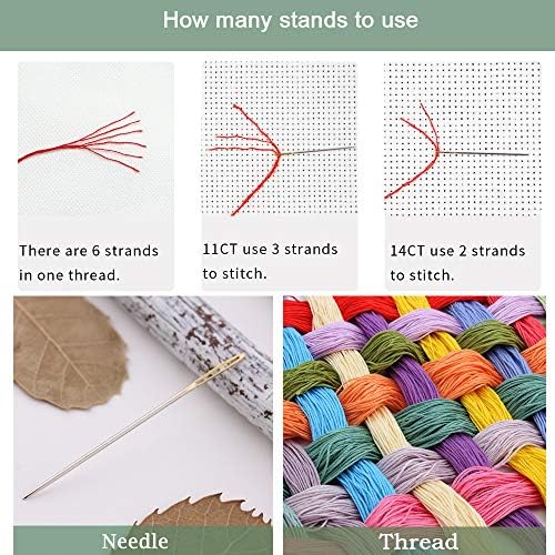 Stitchmelody Easy Stamped Cross Stitch Kits for Beginners,11CT Printed Pattern Embroidery Kit,DMC Threads Sewing Pattern Needlepoint Kits for Adults-Colorful Unicorn 11''X15.3''