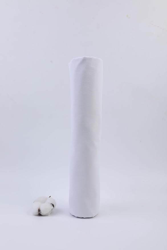 White Cotton Fabric for Sewing 59 Inch Wide Natural 100% Cotton Poplin Fabric by The Yard Soft Embroidery Cotton Material Apparel Cloth (White, 1 Yard)