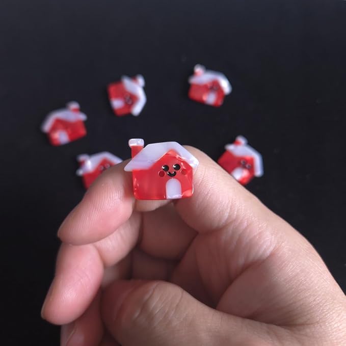Cute Wooden House Buttons for Crafts,Acetate Button for Clothes,Cute Buttons for Sewing,Button Bulk,Pack of 6