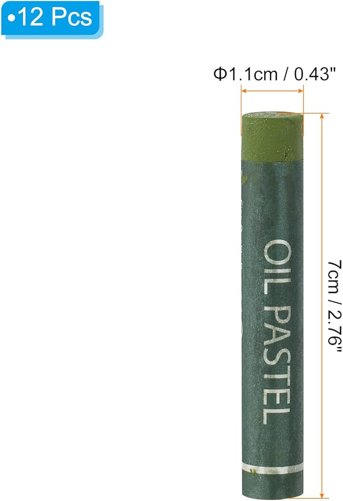 PATIKIL Olive Green Oil Pastels, 12Pcs Soft Oil Crayons Creamy Pastels Stick Art Supplies for Art Painting Drawing Blending Graffiti for Artists Beginners