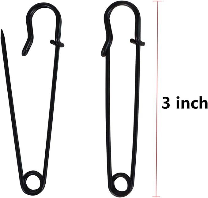 50 Pcs Safety Pins Heavy Duty Large Safety Pins (Black)