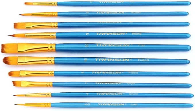 Transon 20pcs Bulk Artist Paint Brush Set for Acrylic Watercolor Gouache Hobby Craft Face Painting