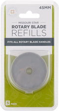 Missouri Star Universal Rotary Cutter Blades 45mm, 5 Pack | Super Sharp Replacement Blades, Fits All Rotary Cutter Handles | Fabric Trimmer Refill for Quilting and Sewing Projects