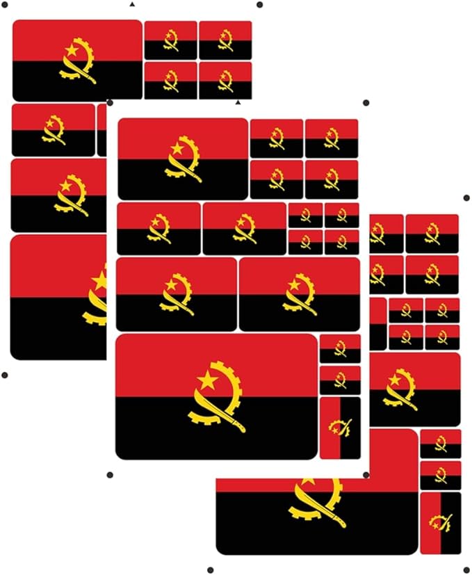 vmcoatdu Angola Flag Laser Printing Sticker 3 Pcs Decal in Multiple Sizes Stickers (Red Angola)